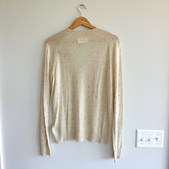 Zadig & Voltaire Elya Strass Embellished Cashmere Pullover Sweater Cream L NWT - Picture 3 of 10